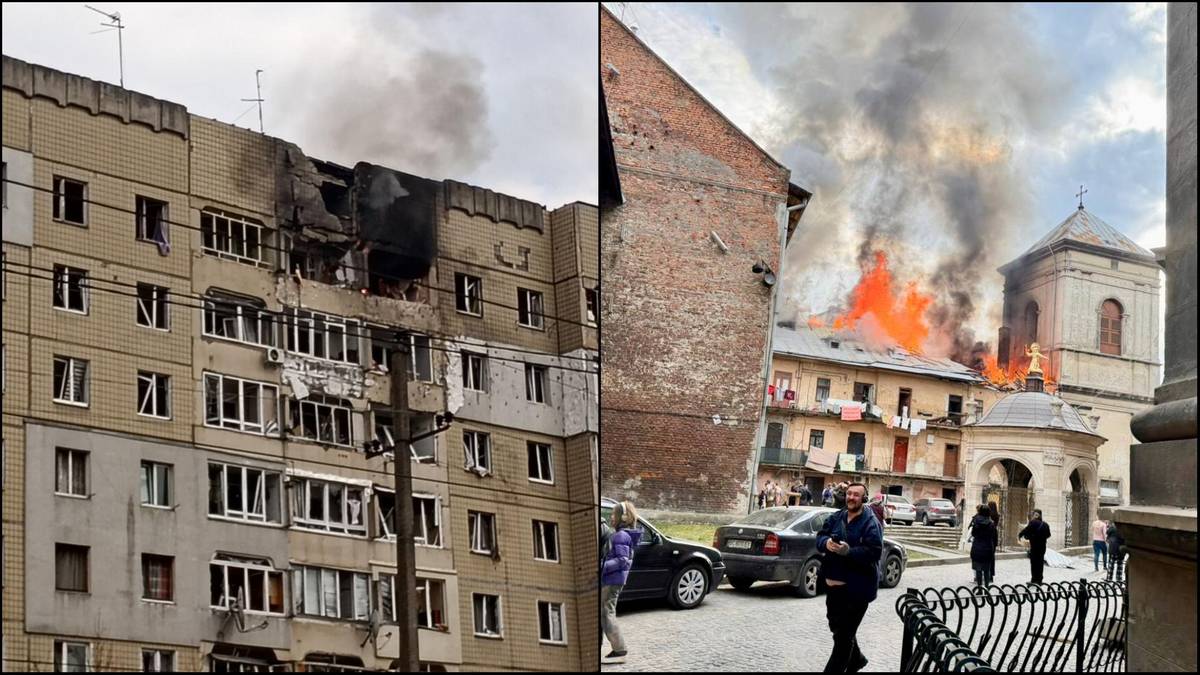 Zmasowany atak dronów na Lwów. Budynki mieszkalne w ogniu
