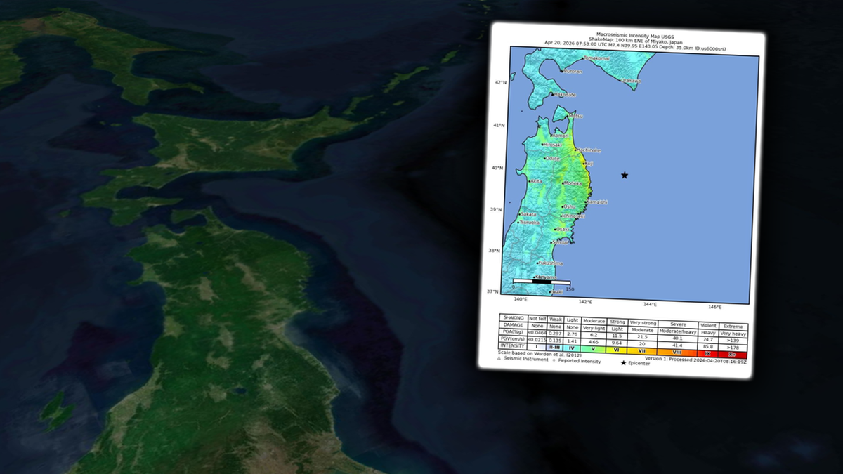 Mapa Japonii z zaznaczonymi obszarami zagrożenia tsunami.