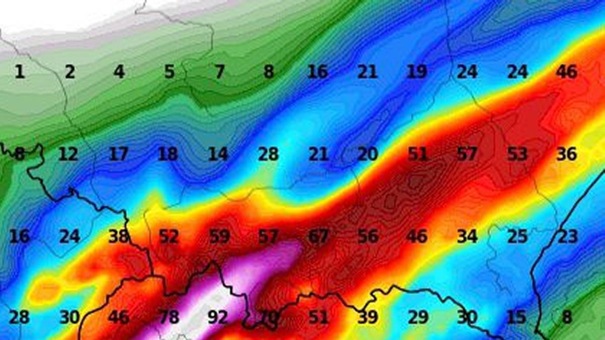 Ulewne deszcze uderzą na Polskę. Fot. wxcharts.com