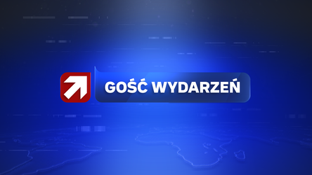 Logo "Gość Wydarzeń" z białym napisem na niebieskim tle, obok czerwono-biała strzałka skierowana w g&oacute;rę.