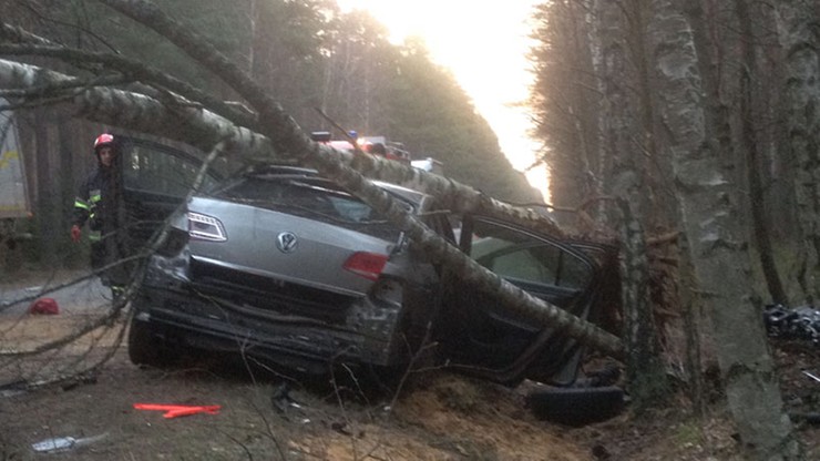 Tragiczny wypadek na Mazowszu. Samochód uderzył w drzewo