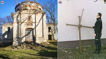 Ukradł krzyż z ruin cerkwi. Wiózł go pijany rowerem