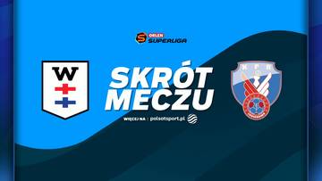 Grafika promująca skr&oacute;t meczu PGE Wybrzeże Gdańsk - Zepter KPR Legionowo. Widoczne herby obu drużyn i napis "SKR&Oacute;T MECZU".