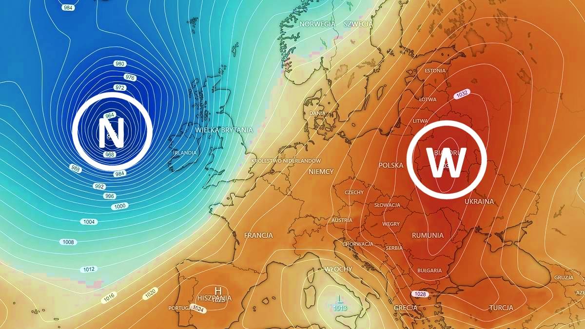 Wyż blokuje cyrkulację nad Europą. Fot. Windy.com