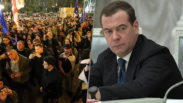 2024-04-17 Protesty w Gruzji. Dmitrij Miedwiediew znalazł winnych