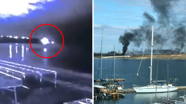 Krym. Dym nad portem w Sewastopolu. Doniesienia o pożarze flagowego rosyjskiego okrętu