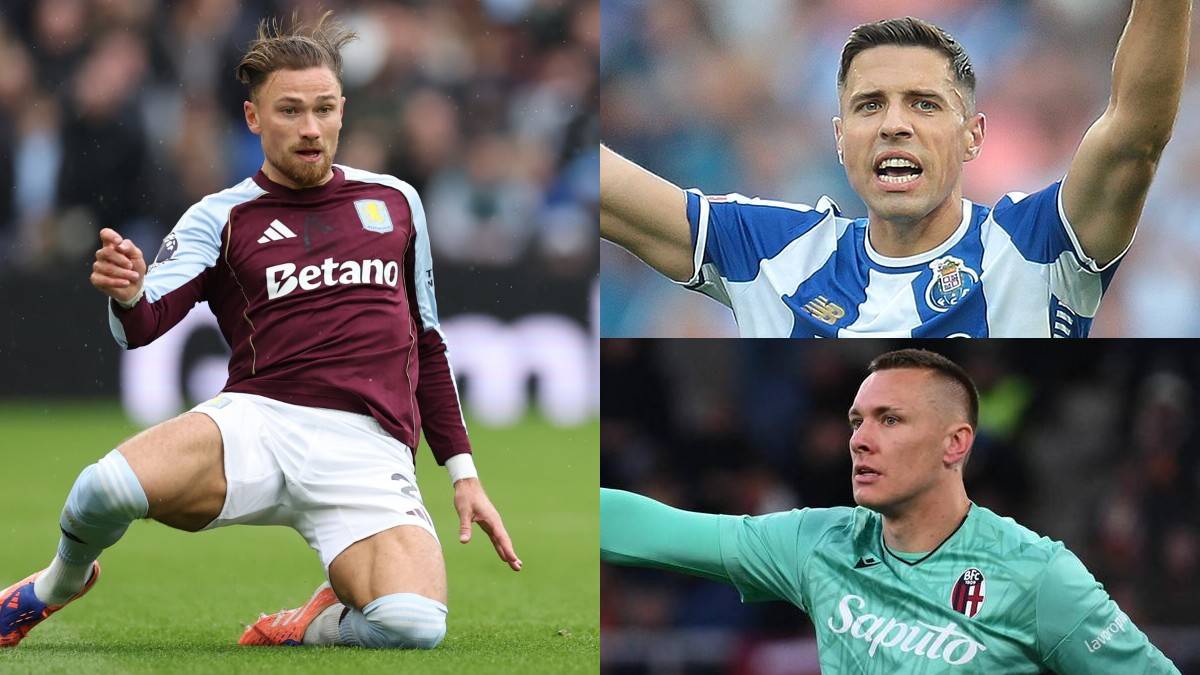 Kompozycja trzech zdjęć polskich piłkarzy w akcji podczas meczów.