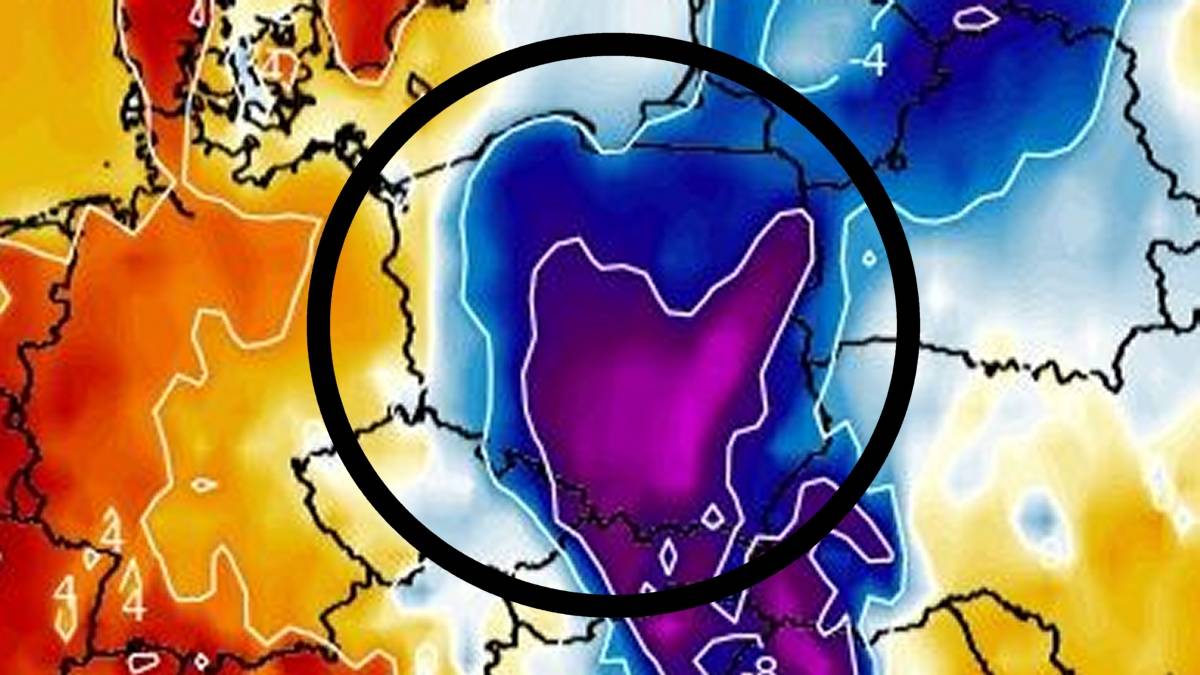 Wyjątkowe chłody nad Polską. Fot. wxcharts.com