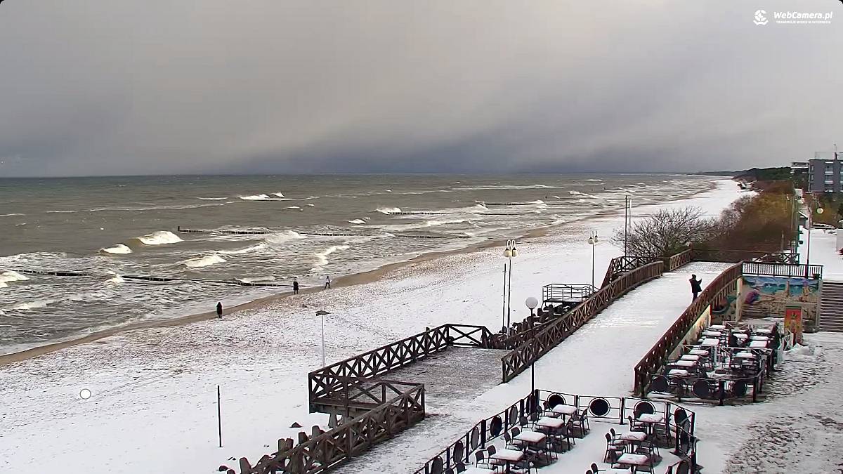 Zima na plaży w Mielnie. Fot. Dzięki uprzejmości webcamera.pl