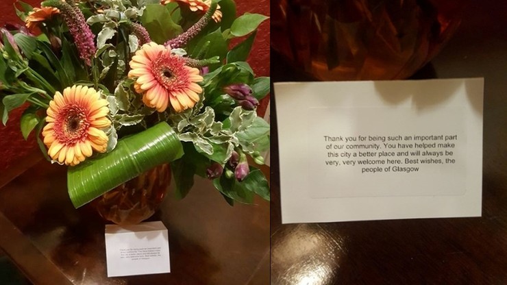 Kwiaty i podziękowania dla Polaków w Glasgow. Do akcji dołączyła premier Szkocji