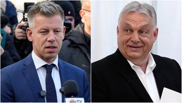 Dwa portrety mężczyzn: po lewej Peter Magyar w garniturze, po prawej Viktor Orban w marynarce.