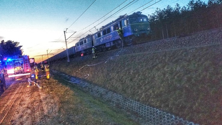 Pożar lokomotywy na linii kolejowej Lublin - Warszawa