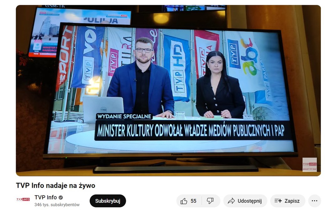 Stacja TVP Info próbowała nadawać sygnał w mediach społecznościowyc