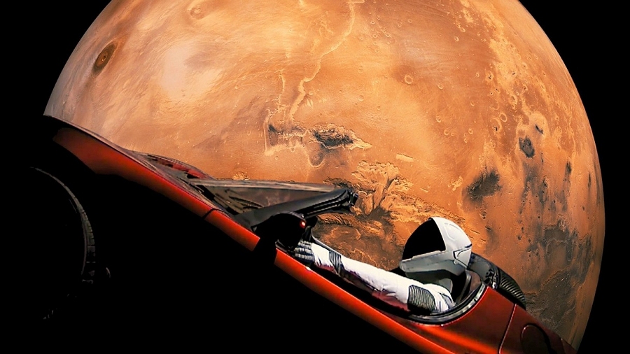 04.11.2018 06:00 Starman w swoim Roadsterze znalazł się już daleko za orbitą Marsa