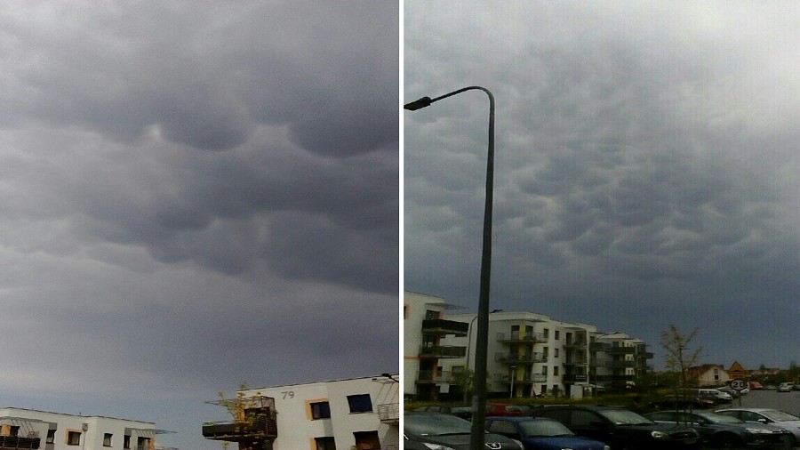 Chmury Mammatus przed burzą w Gdańsku. Fot. Anna Kłodzińska / TwojaPogoda.pl