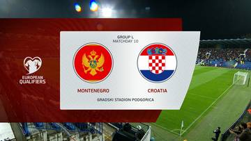 Plansza informacyjna z meczu piłki nożnej: Czarnogóra vs Chorwacja, Grupa L, Mecz 10, Stadion Miejski Podgorica.