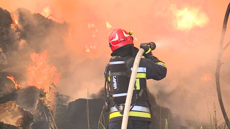 Pożar w zakładzie utylizacji w Kujawsko-Pomorskiem. Z ogniem walczyło 14 zastępów straży