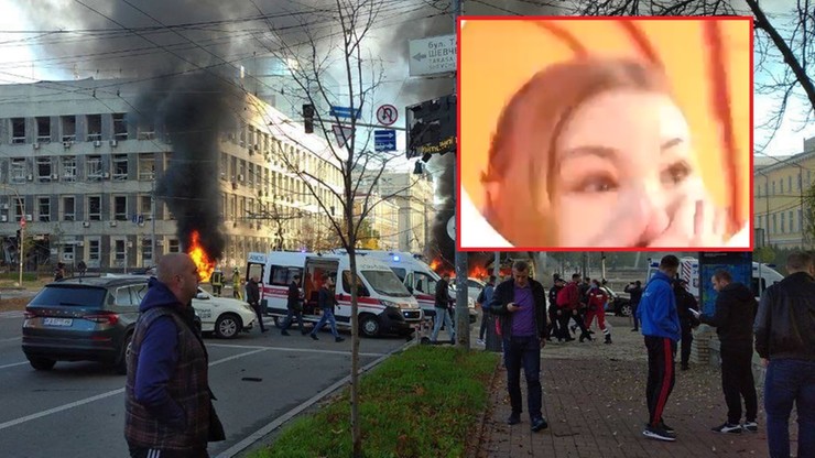 Dramatyczne nagranie z Kijowa. Siła wybuchu odrzuciła dziewczynę