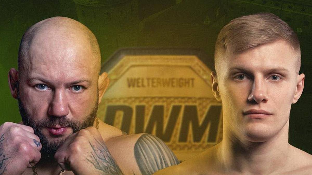 Plakat gali DWM 8 we Świdwinie z dwoma zawodnikami i napisem 'WAŻENIE'.