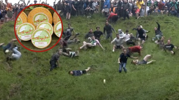 Wielka Brytania: Tradycyjny wyścig za serem. "Cheese-rolling" przyciąga tłum uczestników i kibiców