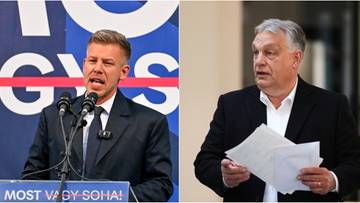 Dwie fotografie obok siebie. Po lewej mężczyzna w garniturze przemawia przy m&oacute;wnicy z niebieskim tłem. Po prawej mężczyzna w czarnym garniturze trzyma dokumenty w rękach.