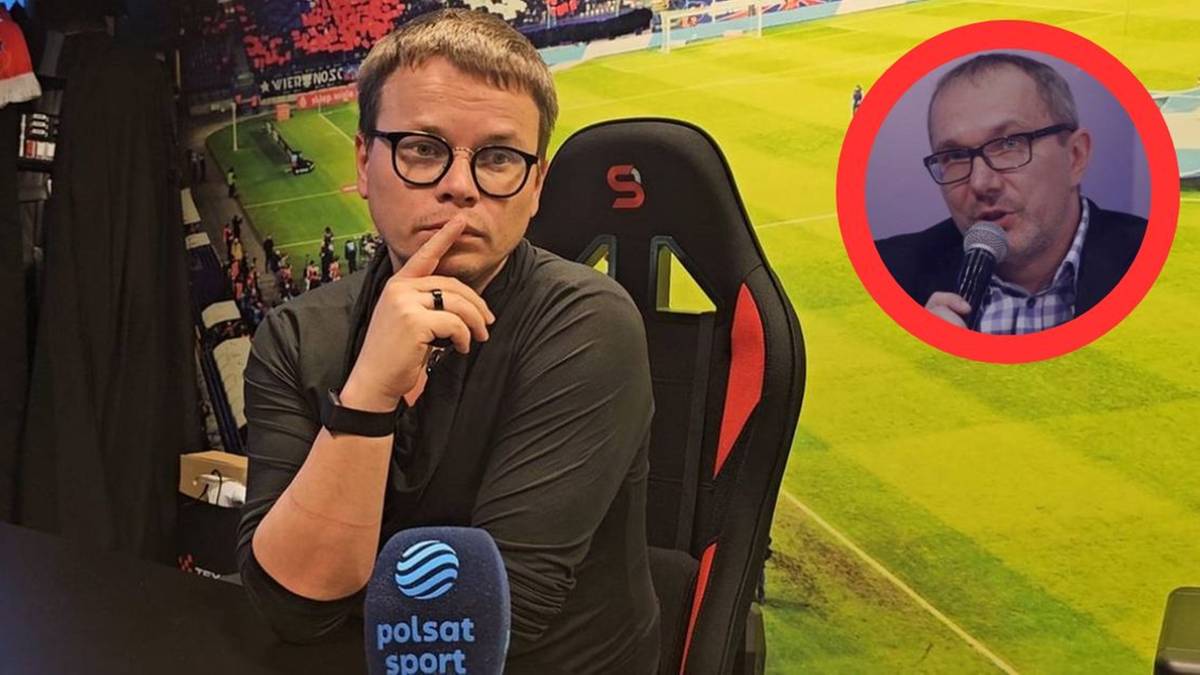 Jarosław Kr&oacute;lewski siedzi przy biurku z fotelami gamingowymi w tle, obok zdjęcie Tomasza Jaździńskiego.