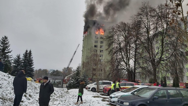 Pożar i wybuch w bloku w Preszowie na Słowacji