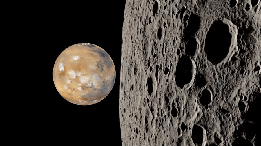 Zakrycie Marsa przez Księżyc. Fot. NASA.