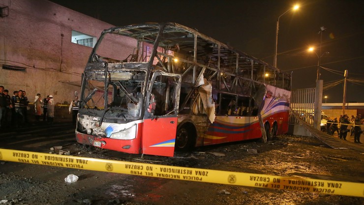 Pożar autobusu w Peru. Nie żyje co najmniej 20 osób
