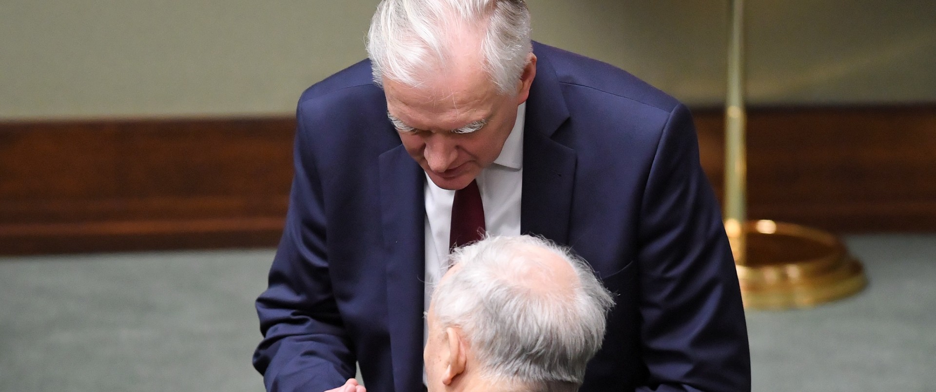 Jarosław Kaczyński i Jarosław Gowin w czasie posiedzenia w Sejmie