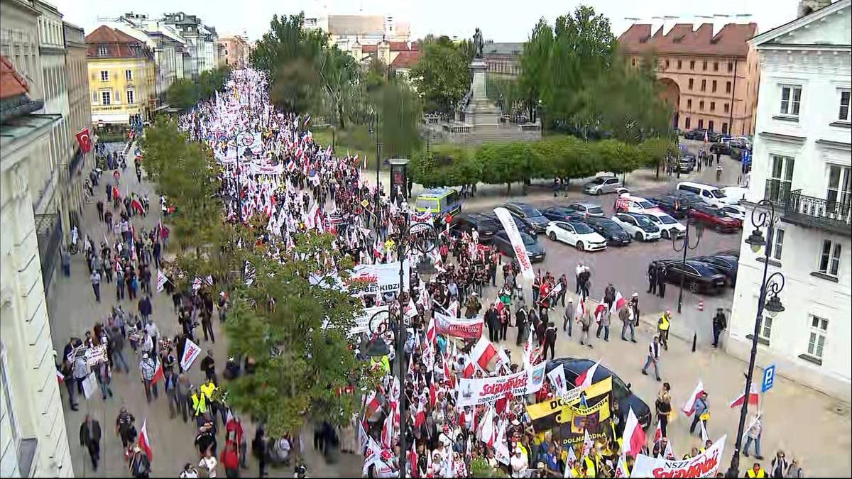 "Nie akceptujemy waszej religii klimatycznej". Manifestacja związkowców