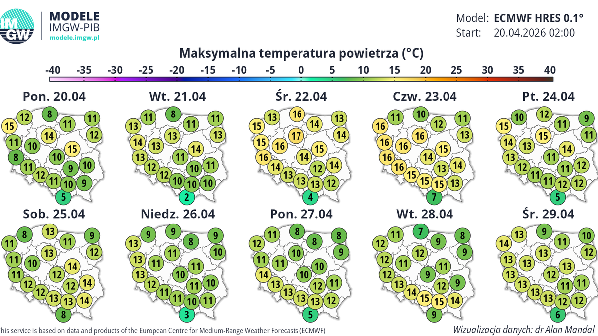 Druga połowa kwietnia może być dość chłodna. Możliwe, że do końca miesiąca nie zanotujemy 20 st. C