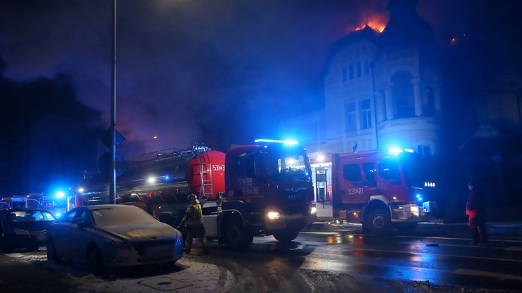 Akcja gaszenia pożaru hotelu Villa Royal w Ostrowie Wielkopolskim