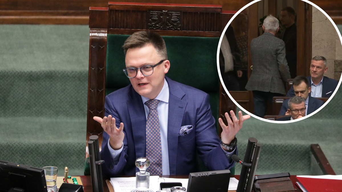 Nieznany mężczyzna na sali plenarnej. Szymon Hołownia: Czy pan jest parlamentarzystą?