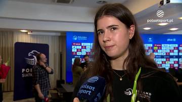 Maja Koput podczas wywiadu udzielanego stacji Polsat Sport.