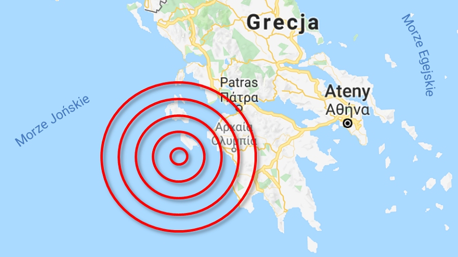 Epicentrum trzęsienia ziemi w Grecji. Fot. USGS / TwojaPogoda.pl