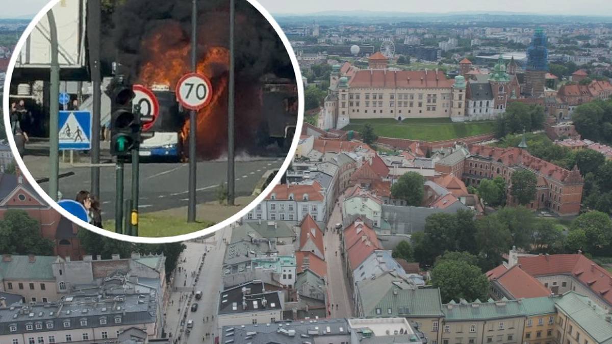 Autobus w Krakowie w płomieniach. W środku 50 pasażerów