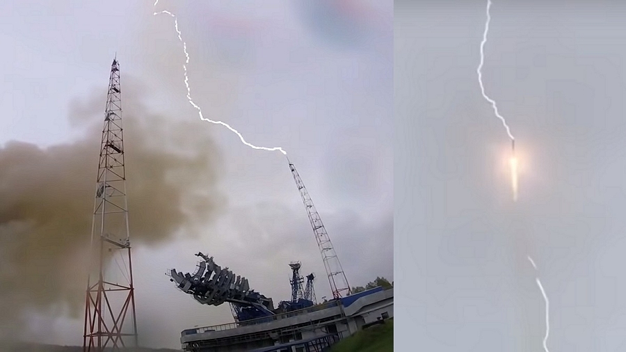 28.05.2019 06:00 Zobacz, jak piorun uderza w rakietę Sojuz w trakcie lotu z misją kosmiczną