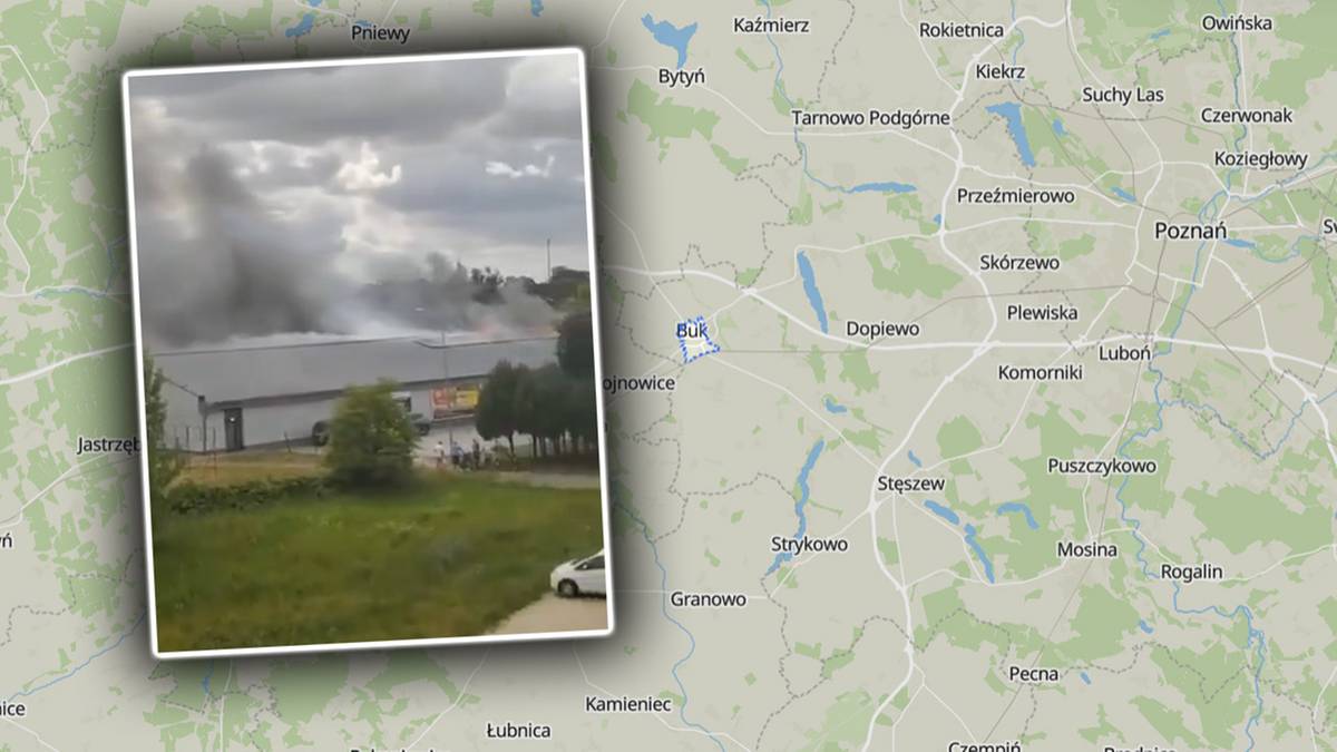 Pożar Biedronki niedaleko Poznania. Trwa akcja służb