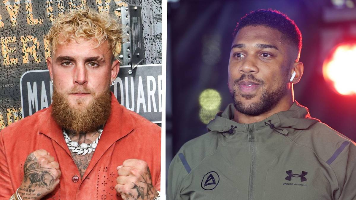 Dwa portrety bokserów: Jake Paul po lewej i Anthony Joshua po prawej.
