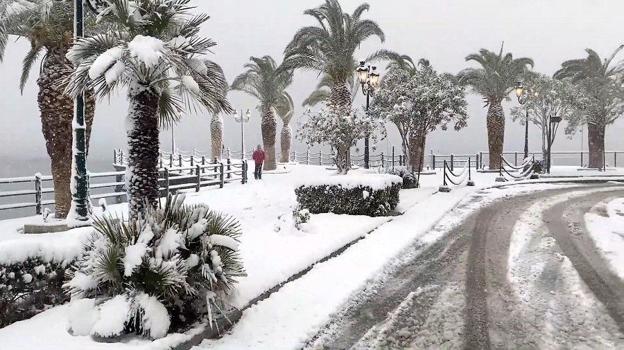 Wyspa Eubea w Grecji pod śniegiem. Fot. GreekReporter.com