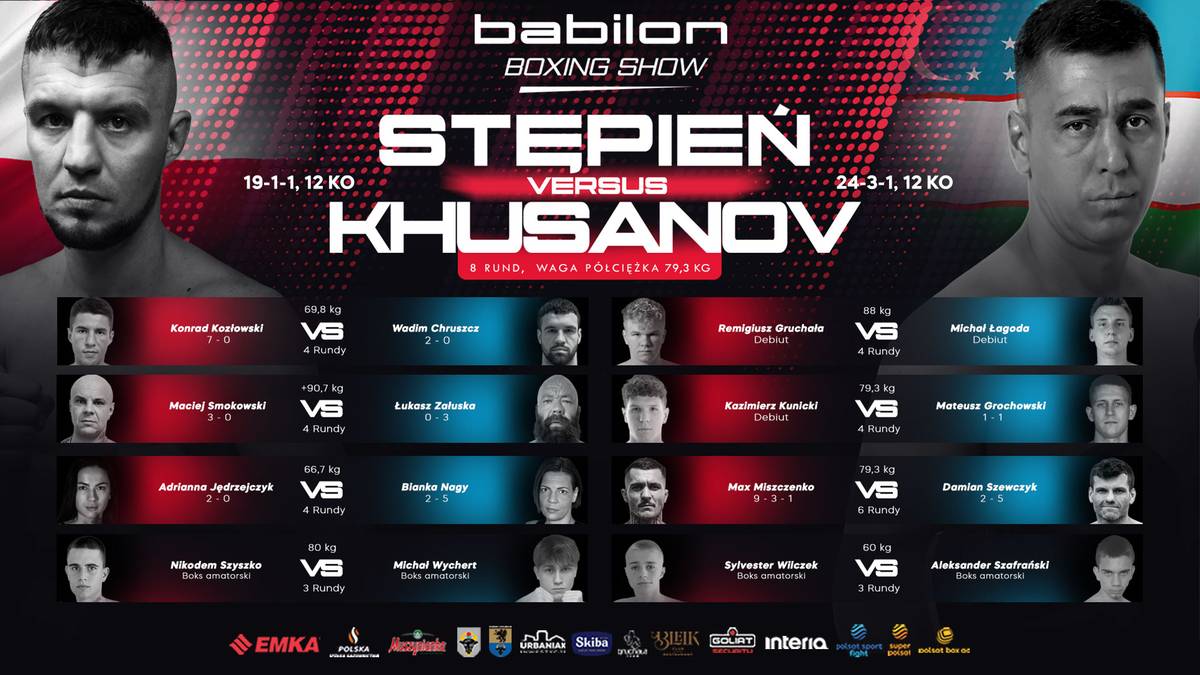 Karta walk Babilon Boxing Show w Chojnicach: Stępień vs Khusanov