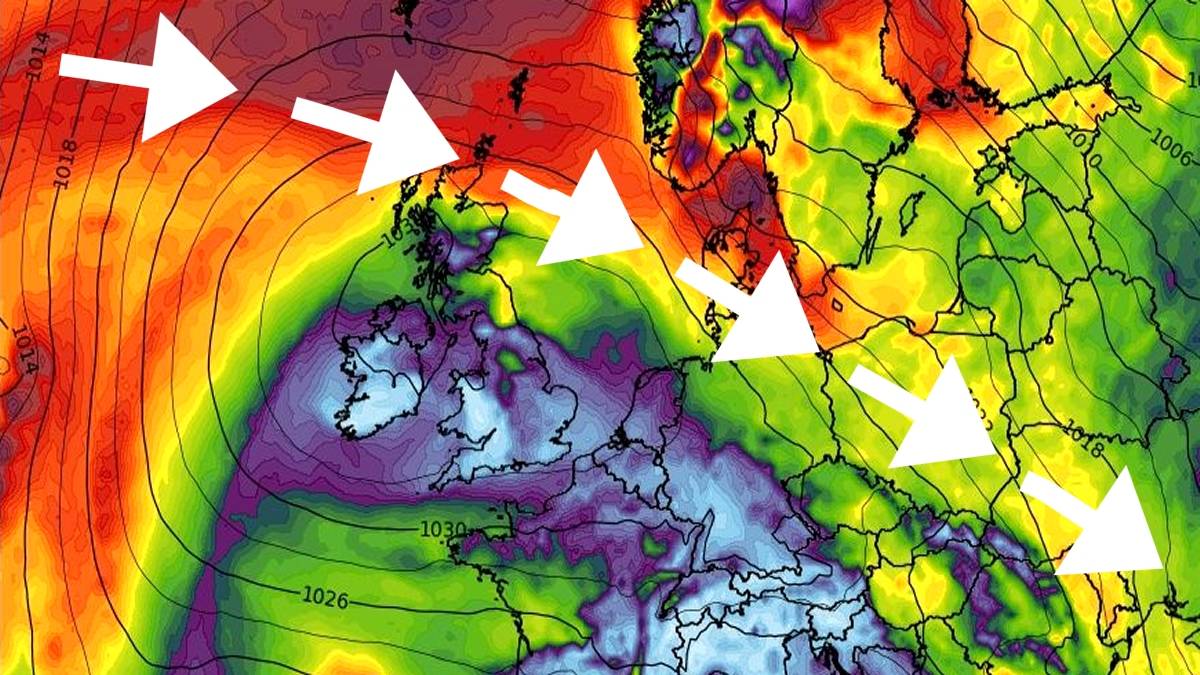Niżowy korytarz wiedzie wprost przez Polskę. Fot. imweather.com