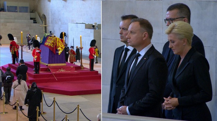 Wielka Brytania. Prezydent Andrzej Duda oddał hołd królowej Elżbiecie II przy jej trumnie