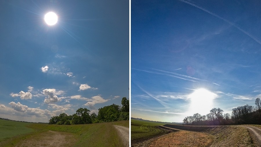 Maksymalna wysokość Słońca nad horyzontem w najkrótszy dzień w roku (po prawej) i w najdłuższy dzień (po lewej). Fot. TwojaPogoda.pl