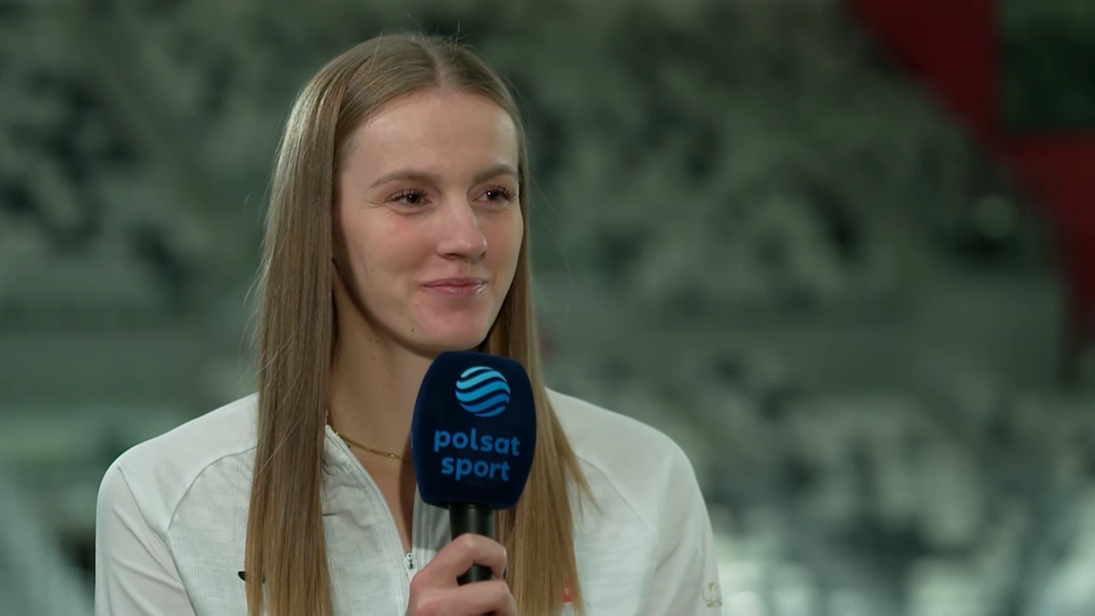 Martyna Kubka udziela wywiadu do mikrofonu Polsat Sport.
