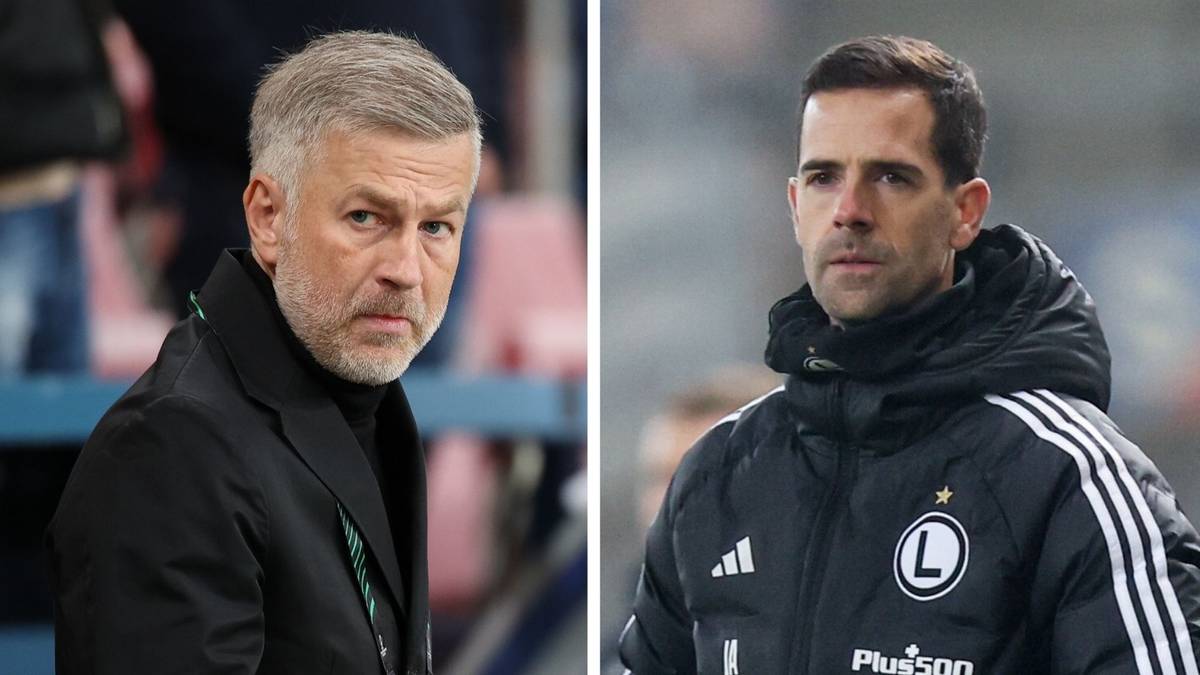 Dwa portrety mężczyzn. Starszy mężczyzna po lewej, młodszy po prawej w stroju sportowym.