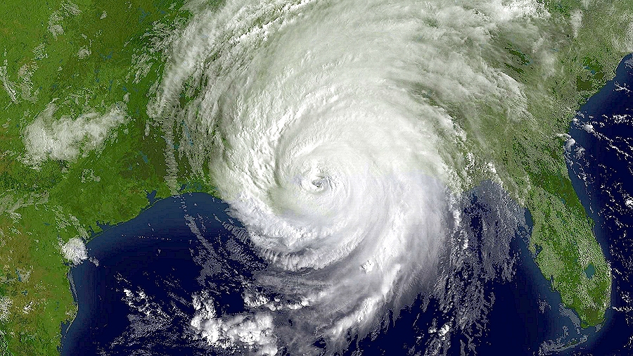Zdjęcie satelitarne cyklonu Katrina z 2005 roku. Fot. NASA / NOAA.