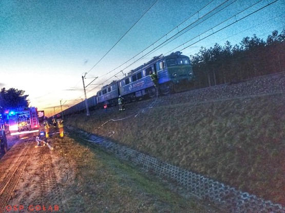 Pożar lokomotywy na linii kolejowej Lublin - Warszawa