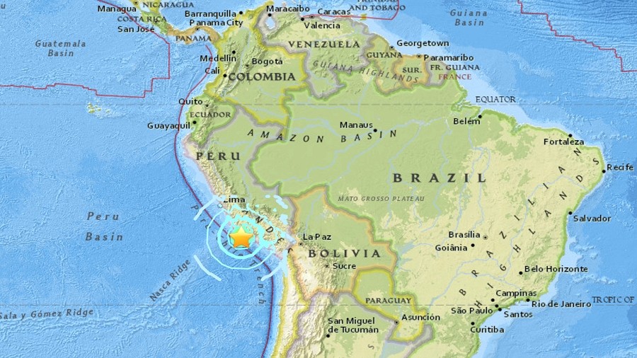 Epicentrum trzęsienia ziemi w Peru. Fot. USGS.